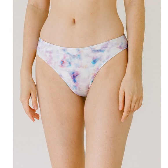 SHEIN 1XL Floral High Waist Bikini Bottoms Swimsuit Purple Blue White - Picture 1 of 3
